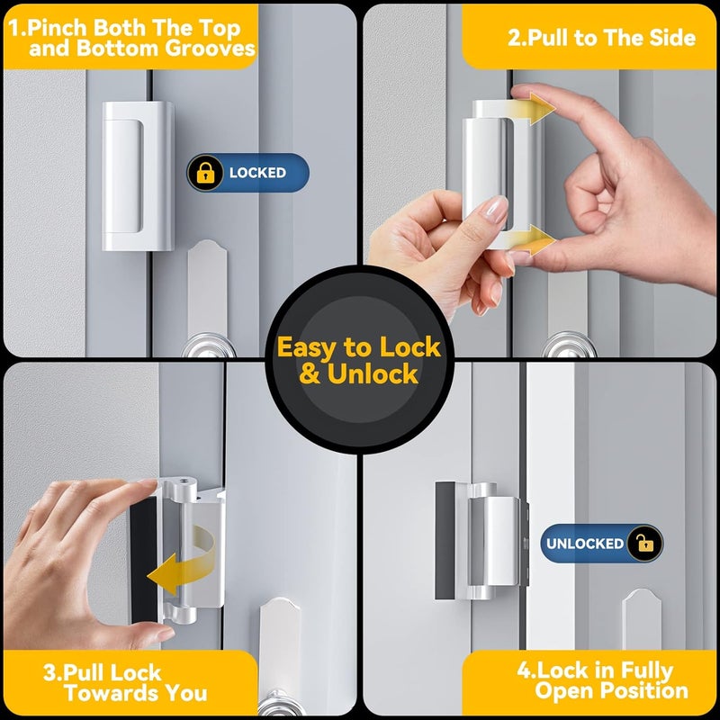 Rerishom 4 Pack Home Security Door Lock Withstand 800 lbs for Inward Swinging Door,Door Reinforcement Lock with 8 Screws to Prevent Unauthorized Entry,Extra Security Door Locks for Home Security and Privacy - Image 5